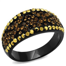 Load image into Gallery viewer, TK2552 - IP Black(Ion Plating) Stainless Steel Ring with Top Grade Crystal  in Multi Color