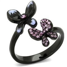 Load image into Gallery viewer, TK2554 - IP Black(Ion Plating) Stainless Steel Ring with Top Grade Crystal  in Light Amethyst