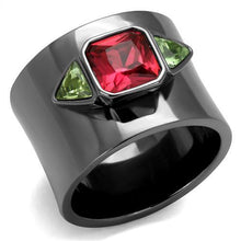 Load image into Gallery viewer, TK2556 - IP Light Black  (IP Gun) Stainless Steel Ring with Synthetic Synthetic Glass in Multi Color