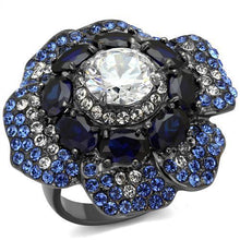 Load image into Gallery viewer, TK2559 - IP Light Black  (IP Gun) Stainless Steel Ring with AAA Grade CZ  in Clear