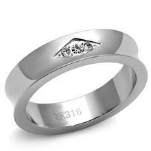 Load image into Gallery viewer, TK2562 - High polished (no plating) Stainless Steel Ring with Top Grade Crystal  in Clear