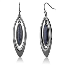 Load image into Gallery viewer, TK2577 - IP Light Black  (IP Gun) Stainless Steel Earrings with Blue Sand  in Montana