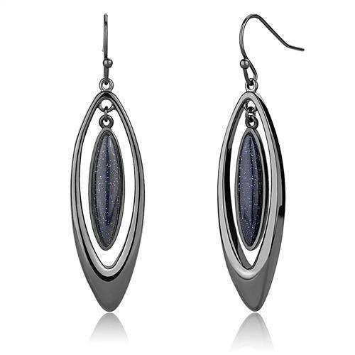 TK2577 - IP Light Black  (IP Gun) Stainless Steel Earrings with Blue Sand  in Montana