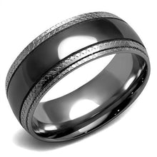 Load image into Gallery viewer, TK2580 - Two Tone IP Light Black (IP Gun) Stainless Steel Ring with No Stone