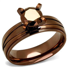 Load image into Gallery viewer, TK2598 - IP Coffee light Stainless Steel Ring with AAA Grade CZ  in Light Coffee