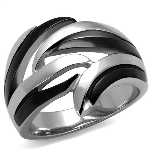 TK2605 - Two-Tone IP Black (Ion Plating) Stainless Steel Ring with No Stone