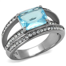 Load image into Gallery viewer, TK2608 - No Plating Stainless Steel Ring with Synthetic Synthetic Glass in Sea Blue