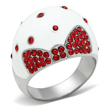 Load image into Gallery viewer, TK260 - High polished (no plating) Stainless Steel Ring with Top Grade Crystal  in Ruby