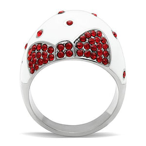 TK260 - High polished (no plating) Stainless Steel Ring with Top Grade Crystal  in Ruby