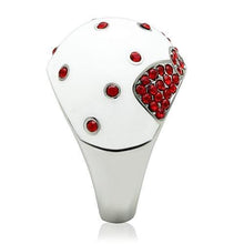 Load image into Gallery viewer, TK260 - High polished (no plating) Stainless Steel Ring with Top Grade Crystal  in Ruby