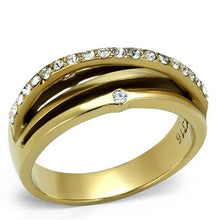 Load image into Gallery viewer, TK2611 - IP Gold(Ion Plating) Stainless Steel Ring with Top Grade Crystal  in Clear