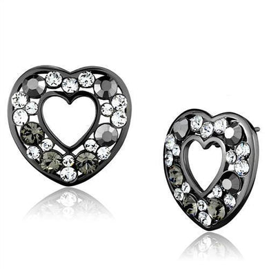 TK2627 - IP Light Black  (IP Gun) Stainless Steel Earrings with Top Grade Crystal  in Multi Color