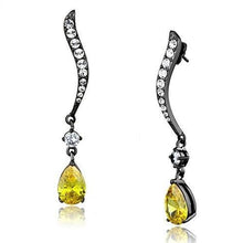 Load image into Gallery viewer, TK2631 - IP Light Black  (IP Gun) Stainless Steel Earrings with AAA Grade CZ  in Topaz