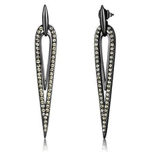 Load image into Gallery viewer, TK2634 - IP Light Black  (IP Gun) Stainless Steel Earrings with Top Grade Crystal  in Smoky Topaz