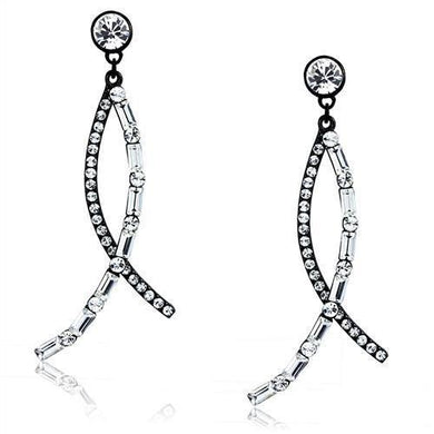 TK2635 - IP Light Black  (IP Gun) Stainless Steel Earrings with Top Grade Crystal  in Clear