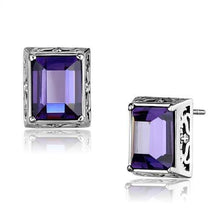 Load image into Gallery viewer, TK2636 - High polished (no plating) Stainless Steel Earrings with AAA Grade CZ  in Amethyst