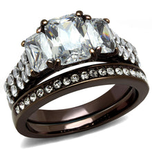 Load image into Gallery viewer, TK2646 - IP Dark Brown (IP coffee) Stainless Steel Ring with AAA Grade CZ  in Clear