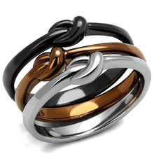 Load image into Gallery viewer, TK2648 - Three Tone (IP Light Coffee &amp; IP Light Black &amp; High Polished) Stainless Steel Ring with No Stone