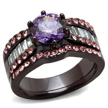 Load image into Gallery viewer, TK2652 - IP Dark Brown (IP coffee) Stainless Steel Ring with AAA Grade CZ  in Amethyst