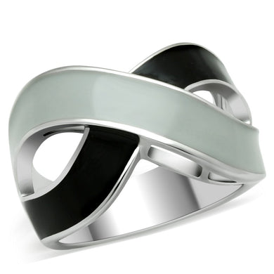 TK265 - Rhodium Stainless Steel Ring with Epoxy  in No Stone