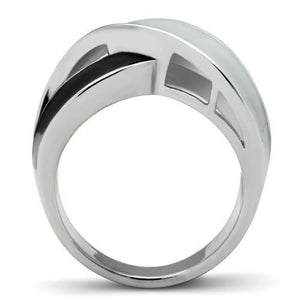 TK265 - Rhodium Stainless Steel Ring with Epoxy  in No Stone