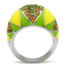 Load image into Gallery viewer, TK266 - High polished (no plating) Stainless Steel Ring with Top Grade Crystal  in Multi Color