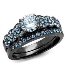 Load image into Gallery viewer, TK2671 - IP Light Black  (IP Gun) Stainless Steel Ring with AAA Grade CZ  in Clear