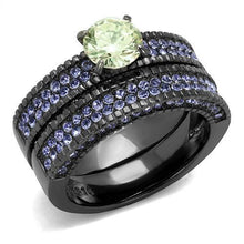 Load image into Gallery viewer, TK2672 - IP Light Black  (IP Gun) Stainless Steel Ring with AAA Grade CZ  in Apple Green color