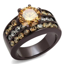 Load image into Gallery viewer, TK2681 - IP Dark Brown (IP coffee) Stainless Steel Ring with AAA Grade CZ  in Champagne