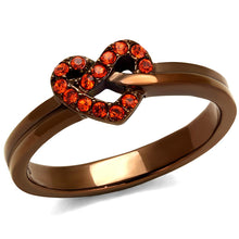 Load image into Gallery viewer, TK2686 - IP Coffee light Stainless Steel Ring with Top Grade Crystal  in Orange