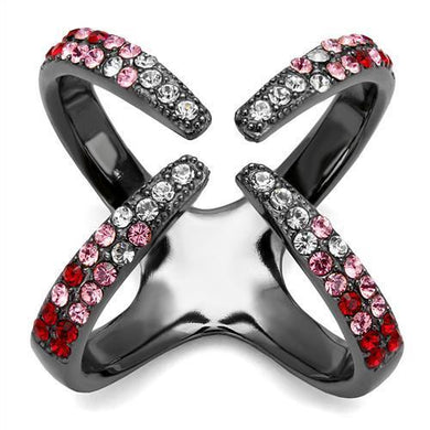 TK2696 - IP Light Black  (IP Gun) Stainless Steel Ring with Top Grade Crystal  in Multi Color