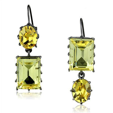 TK2709 - IP Light Black  (IP Gun) Stainless Steel Earrings with Top Grade Crystal  in Multi Color