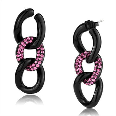 TK2711 - IP Black(Ion Plating) Stainless Steel Earrings with Top Grade Crystal  in Light Peach