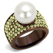 Load image into Gallery viewer, TK2715 - IP Coffee light Stainless Steel Ring with Synthetic Pearl in White