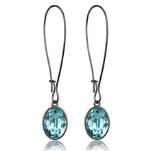 Load image into Gallery viewer, TK2720 - IP Light Black  (IP Gun) Stainless Steel Earrings with Top Grade Crystal  in Sea Blue