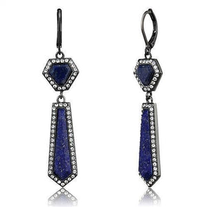 TK2723 - IP Light Black  (IP Gun) Stainless Steel Earrings with Precious Stone Lapis in Montana