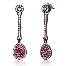 Load image into Gallery viewer, TK2724 - IP Dark Brown (IP coffee) Stainless Steel Earrings with Top Grade Crystal  in Rose