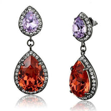 Load image into Gallery viewer, TK2725 - IP Light Black  (IP Gun) Stainless Steel Earrings with Top Grade Crystal  in Orange