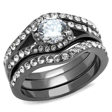 Load image into Gallery viewer, TK2739 - IP Light Black  (IP Gun) Stainless Steel Ring with AAA Grade CZ  in Clear