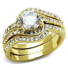 Load image into Gallery viewer, TK2742 - IP Gold(Ion Plating) Stainless Steel Ring with AAA Grade CZ  in Clear