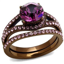 Load image into Gallery viewer, TK2745 - IP Coffee light Stainless Steel Ring with Top Grade Crystal  in Amethyst