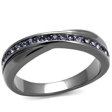 Load image into Gallery viewer, TK2750 - IP Light Black  (IP Gun) Stainless Steel Ring with Top Grade Crystal  in Tanzanite