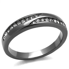 Load image into Gallery viewer, TK2751 - IP Light Black  (IP Gun) Stainless Steel Ring with Top Grade Crystal  in Clear