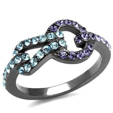 Load image into Gallery viewer, TK2752 - IP Light Black  (IP Gun) Stainless Steel Ring with Top Grade Crystal  in Tanzanite