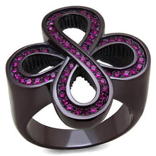 Load image into Gallery viewer, TK2763 - IP Dark Brown (IP coffee) Stainless Steel Ring with Top Grade Crystal  in Fuchsia