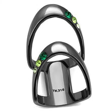 Load image into Gallery viewer, TK2768 - IP Light Black  (IP Gun) Stainless Steel Ring with Top Grade Crystal  in Multi Color