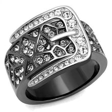 Load image into Gallery viewer, TK2769 - Two-Tone IP Black Stainless Steel Ring with Top Grade Crystal  in Black Diamond