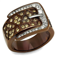 Load image into Gallery viewer, TK2770 - Two Tone IP Light Brown (IP Light coffee) Stainless Steel Ring with Top Grade Crystal  in Citrine Yellow