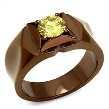 Load image into Gallery viewer, TK2773 - IP Coffee light Stainless Steel Ring with AAA Grade CZ  in Topaz