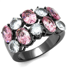 Load image into Gallery viewer, TK2776 - IP Light Black  (IP Gun) Stainless Steel Ring with AAA Grade CZ  in Rose